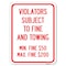 Signmission R7-8f Violators Subject to Fine and Towing Min. Fine $50 Max Fine $200, A-1824-23230 A-1824-23230 - alternate 1